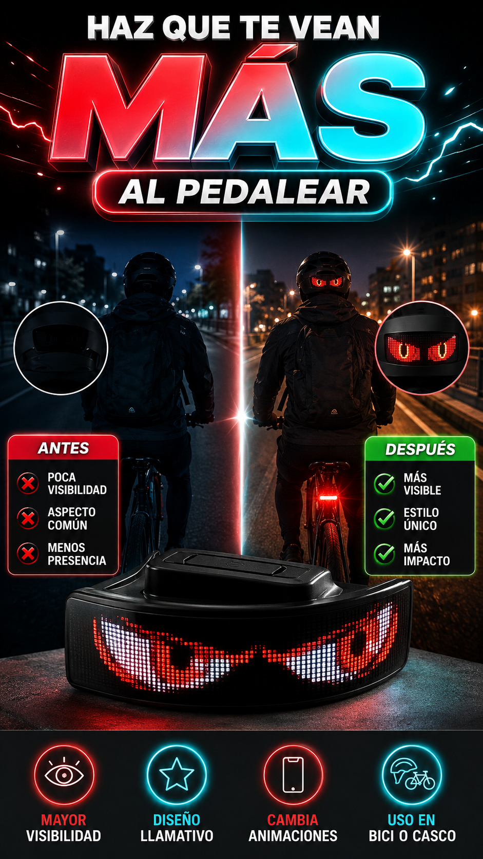 Luz Trasera LED Inteligente para Bicicleta — Aumenta tu visibilidad al pedalear
