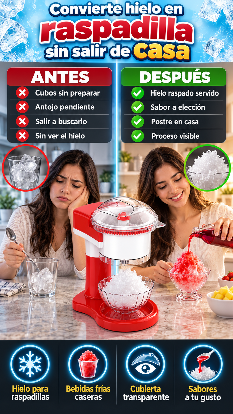 Raspadillero eléctrico de encimera con cubierta transparente — Raspadillas personalizadas sin salir de casa