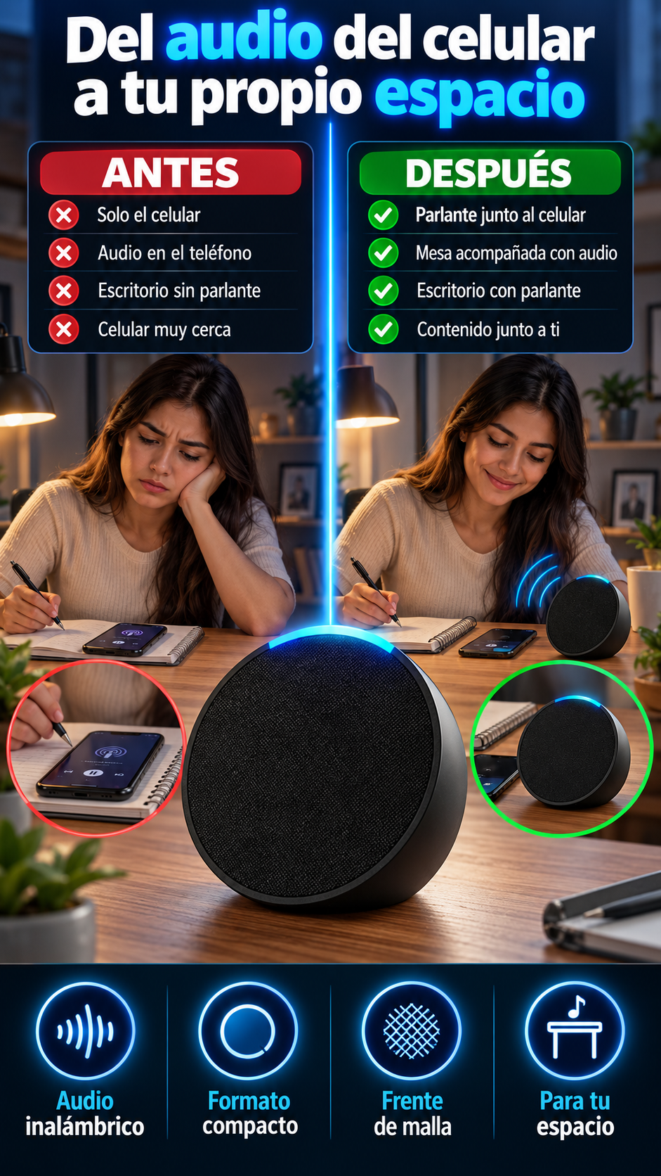 Parlante portátil compacto P961 — Lleva tu música a tu espacio