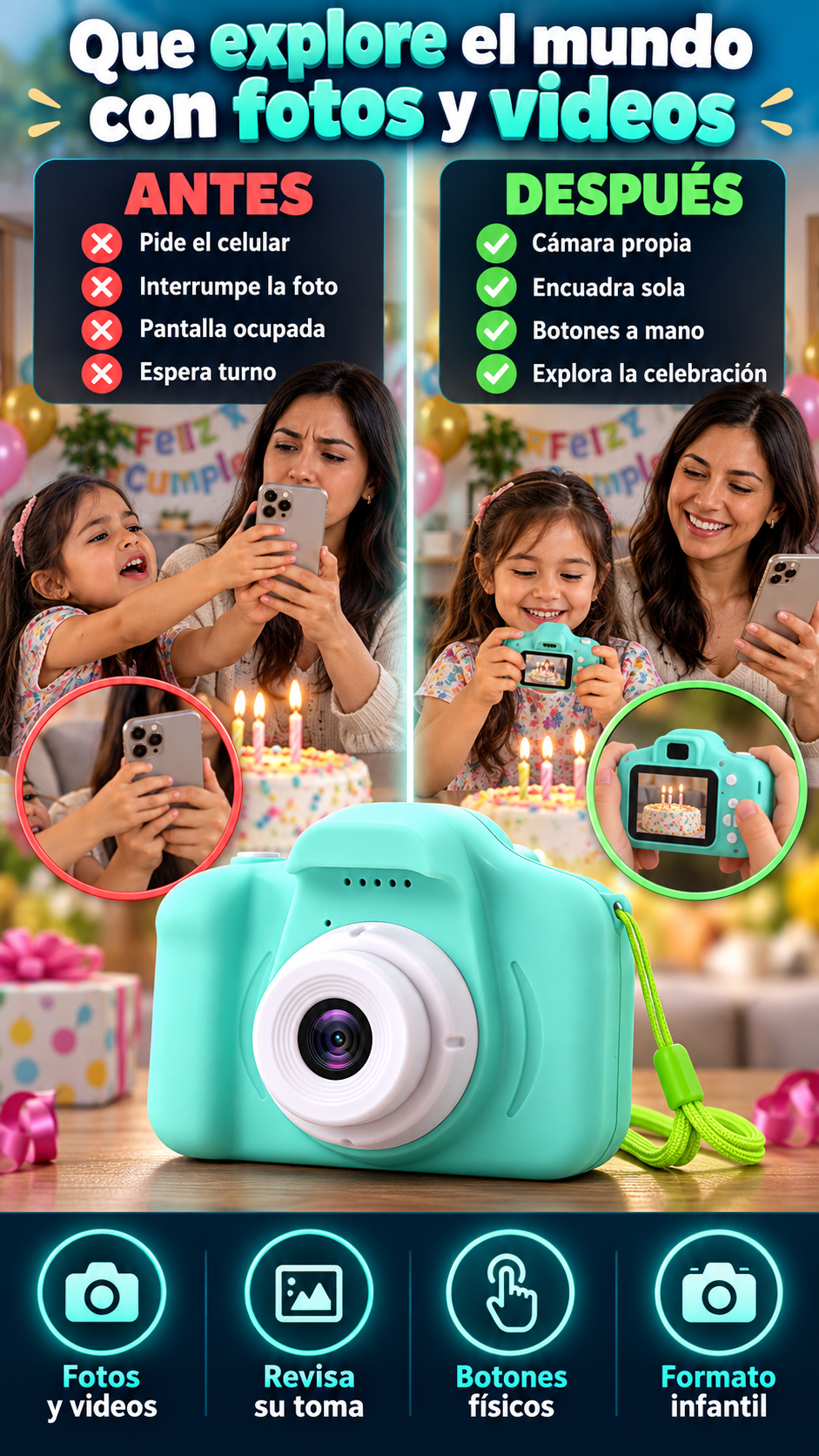 Una cámara digital infantil para niños — Para explorar el mundo a través de fotos y videos