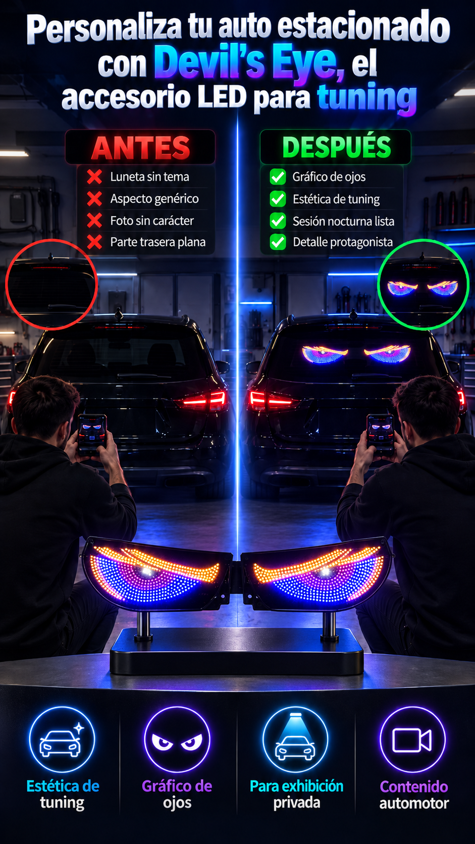 Personaliza tu auto estacionado con Devil's Eye, el accesorio LED para tuning