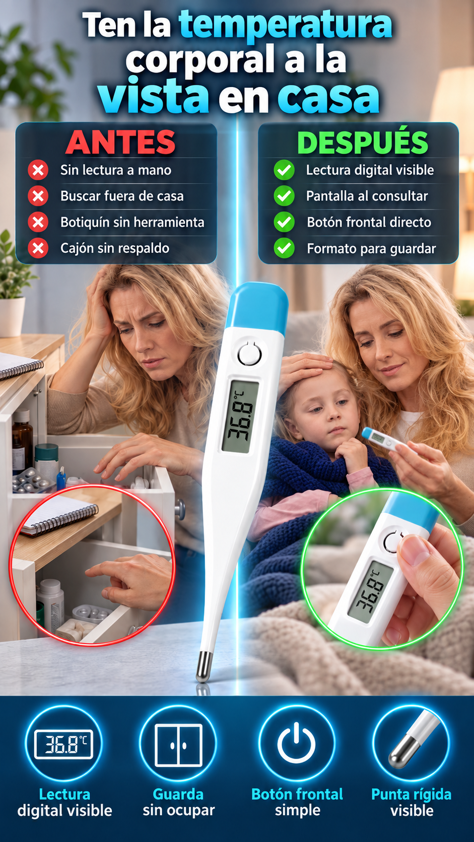 Termómetro digital — Ten la temperatura corporal a la vista en casa