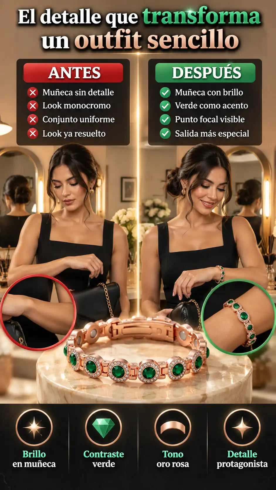 Pulsera de cobre para mujeres con una salida: el detalle que transforma un outfit sencillo