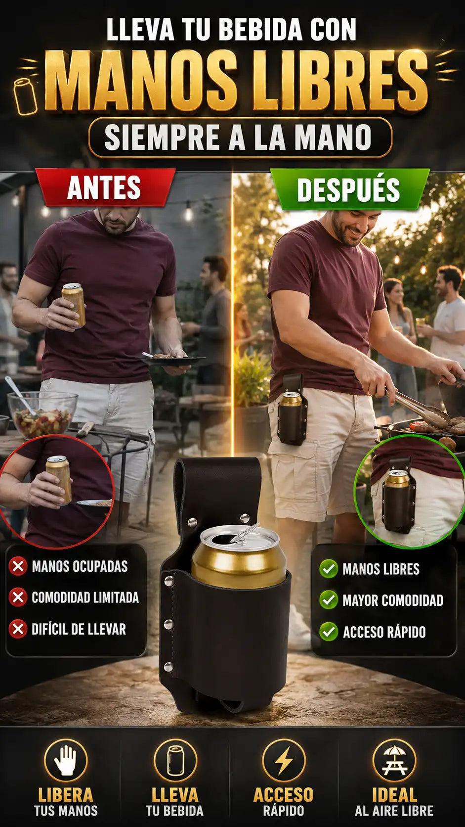 Portabebidas para Cinturón — Lleva tu bebida con libertad