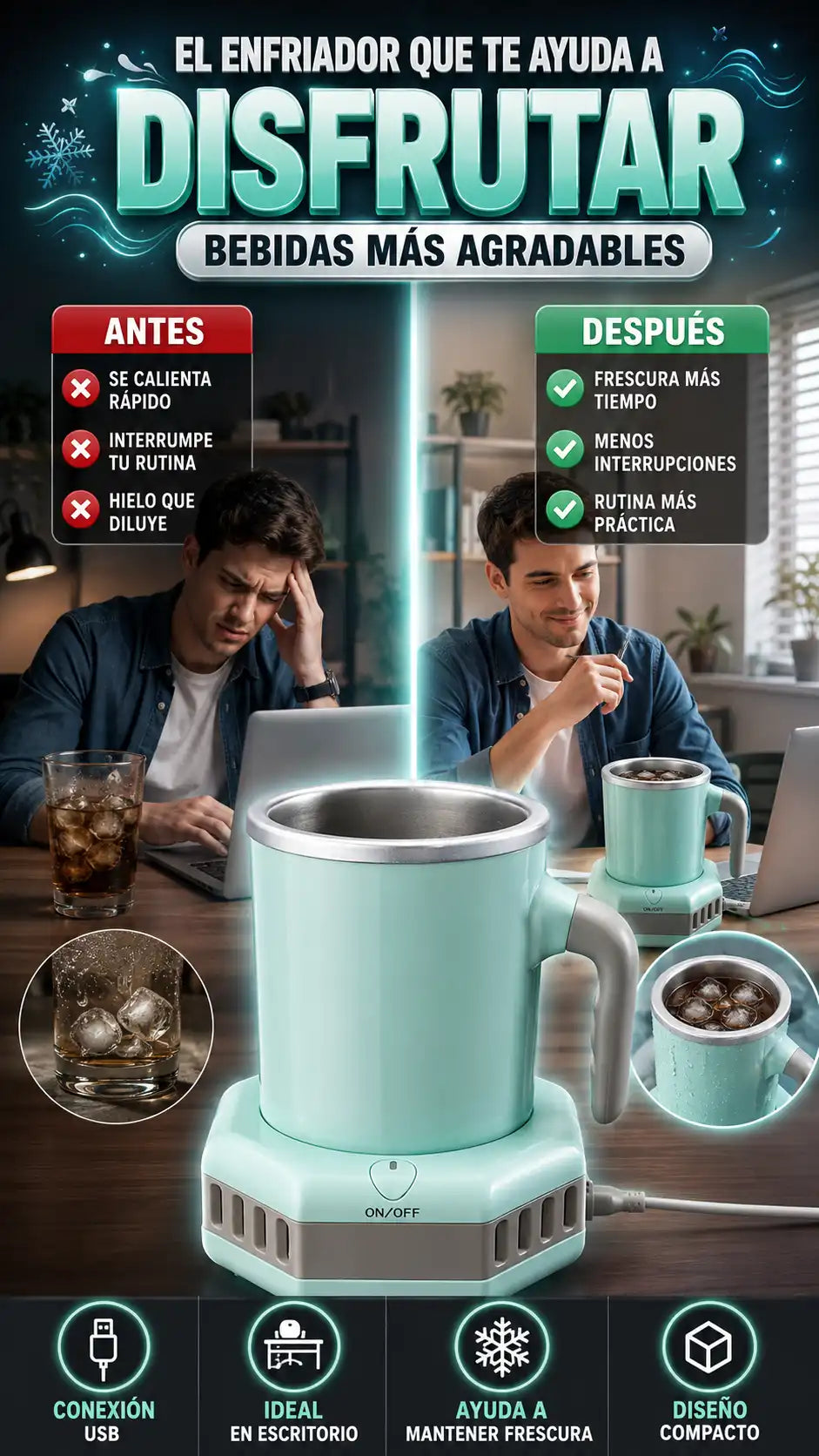 Enfriador de Bebidas Portátil Eléctrico— Mantén tus bebidas agradables por más tiempo