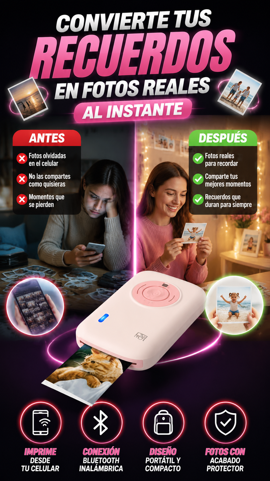 Impresora Fotográfica Portátil HPRT CP2100 — Guarda tus recuerdos al instante