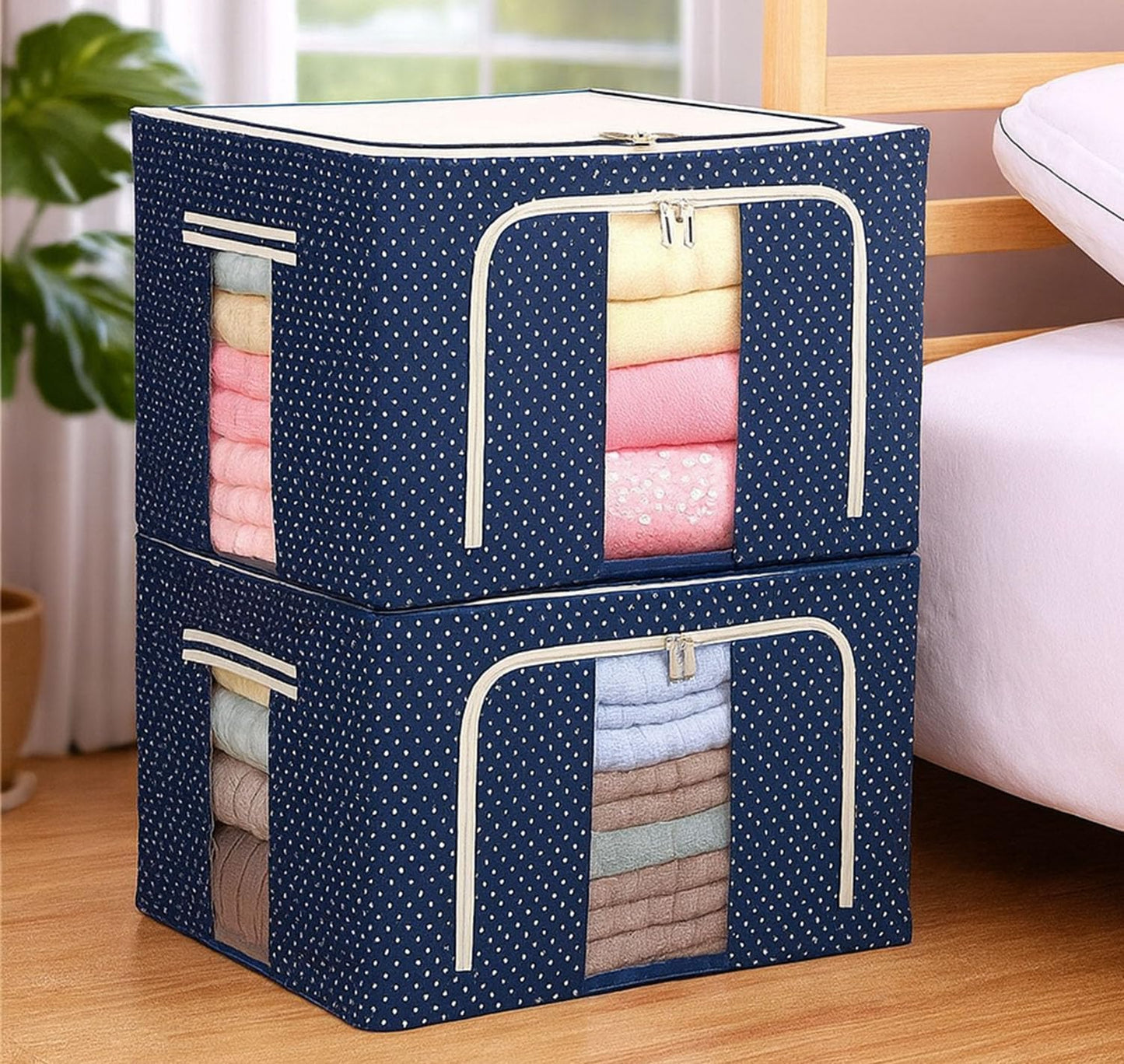 Caja Organizadora Plegable de 66 Litros con Estructura Metálica — Aprovecha mejor tu espacio