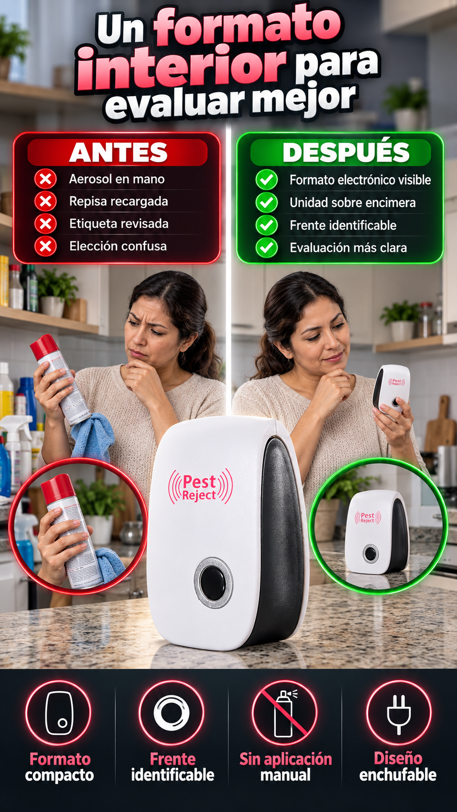 Repelente ultrasónico Pest Reject enchufable — Para sumar a tu alternativa de cuidado del hogar