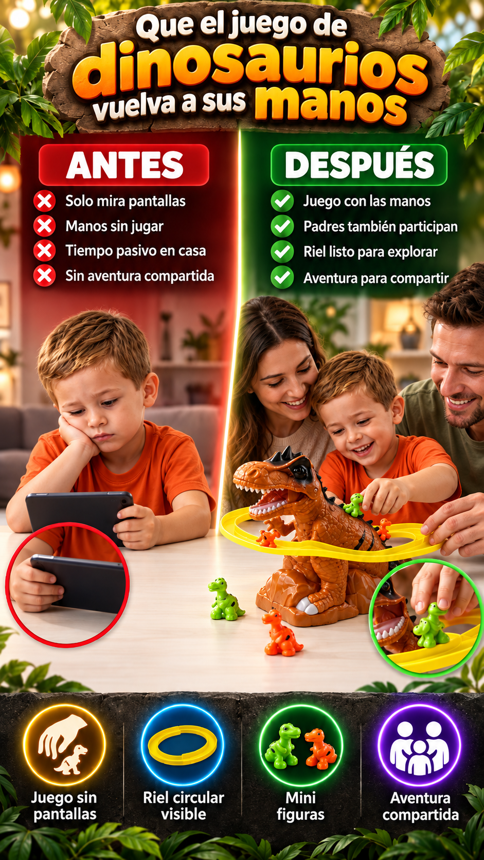 Prehistoric The Tunnel pista de dinosaurios — una aventura física sin pantallas en casa