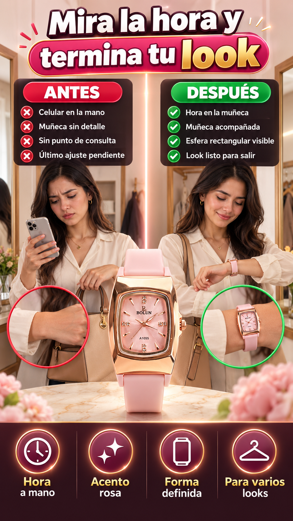 Reloj analógico Bolun A1055 para mujeres — Consulta la hora y complementa tus looks diarios