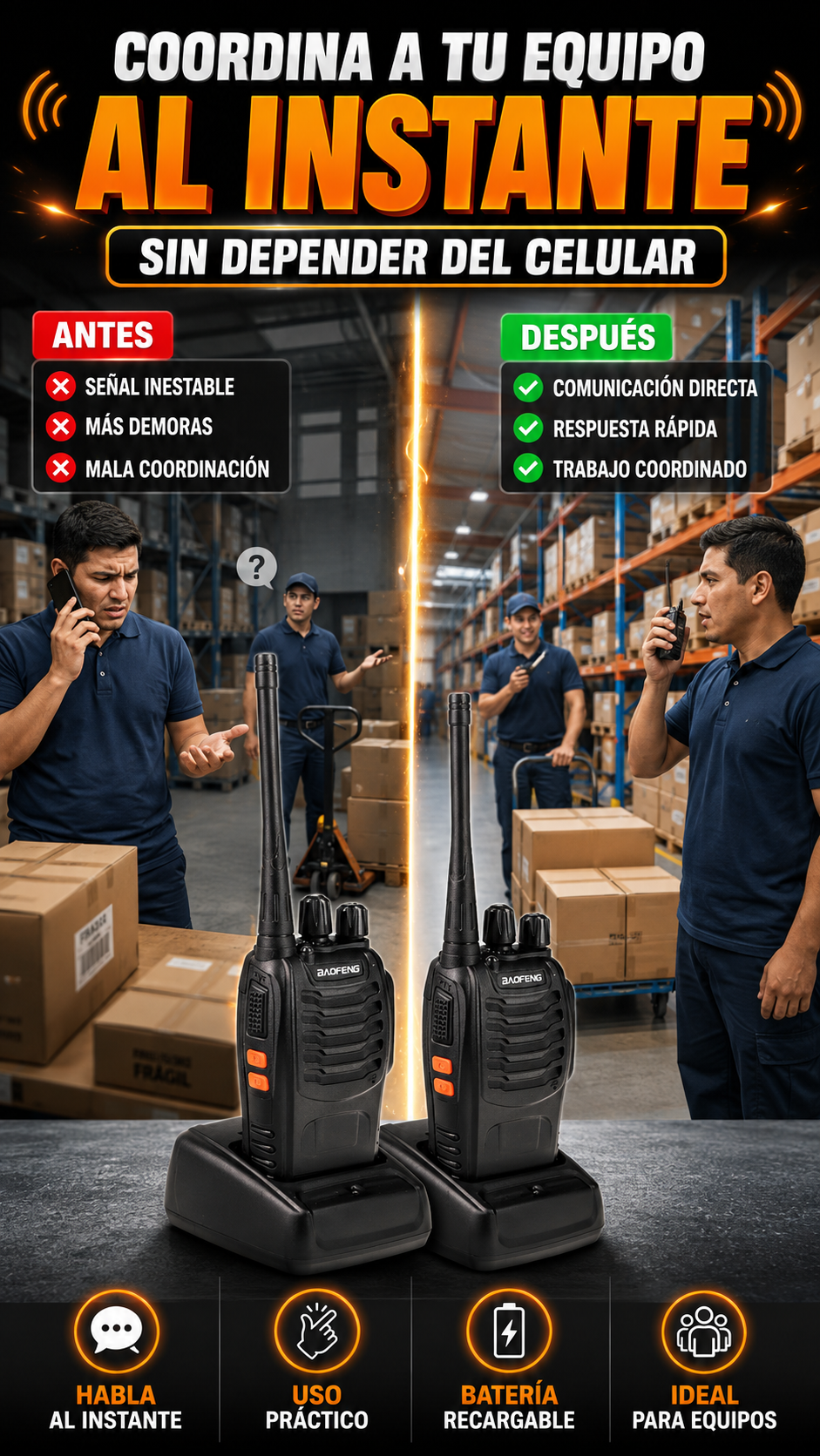 Radio Walkie Talkie Baofeng BF-888S Pack de 2 — Coordina a tu equipo al instante
