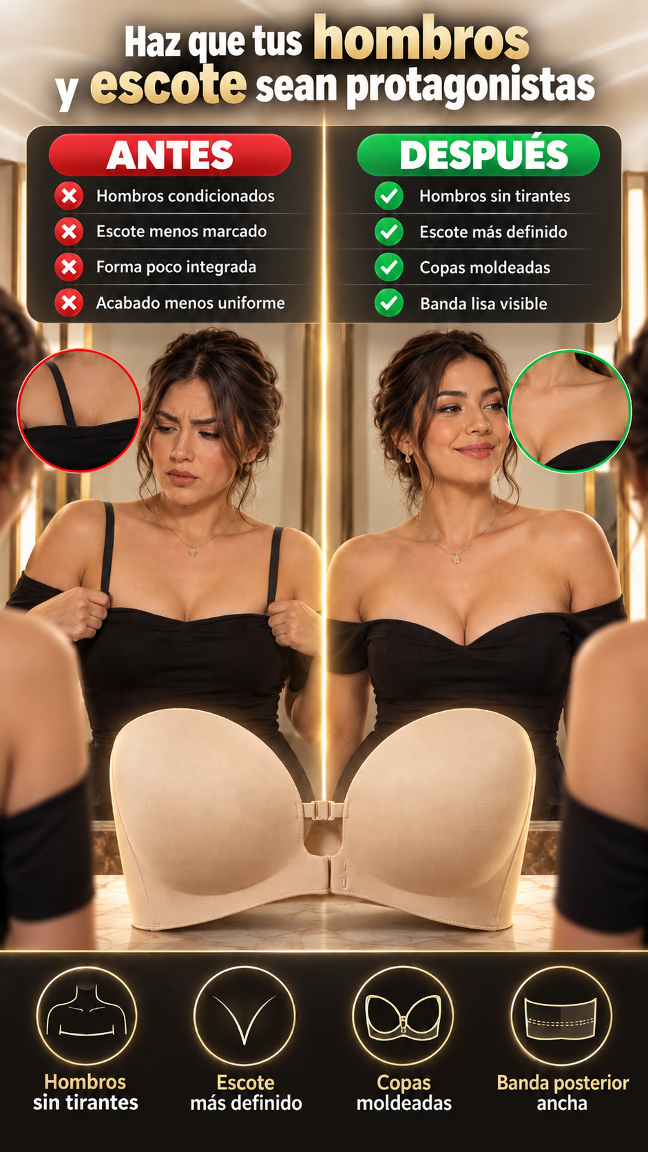 Brasier sin tirantes — Haz que tus hombros y escote sean protagonistas