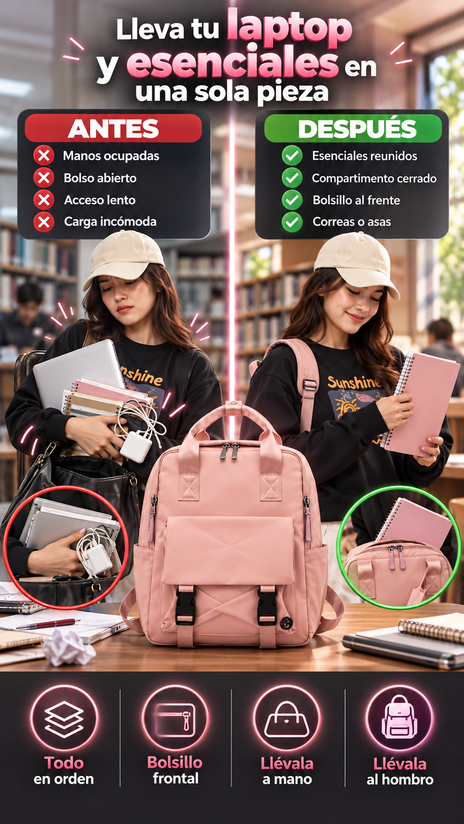 Mochila urbana para estudio, trabajo y viajes — Lleva tu laptop y esenciales en una sola pieza