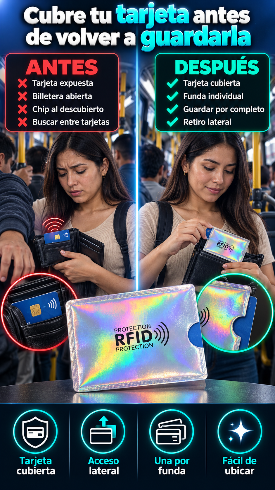Lleva tus tarjetas contactless protegidas con una funda de bloqueo RFID/NFC